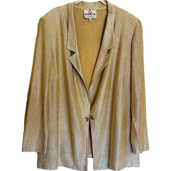 Vintage EN FRANCAIS by HUEY WALTZER Gold Dress & Blazer Size 24 Elegant Church - Picture 3 of 16